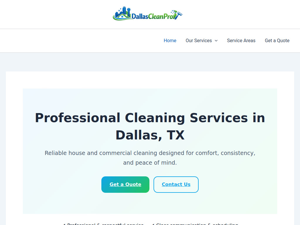 Prebuilt Local Cleaning Business Website– Installed for You